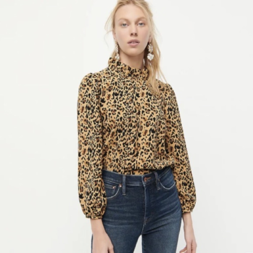 J.Crew ruffle neck top 365 crepe EUC